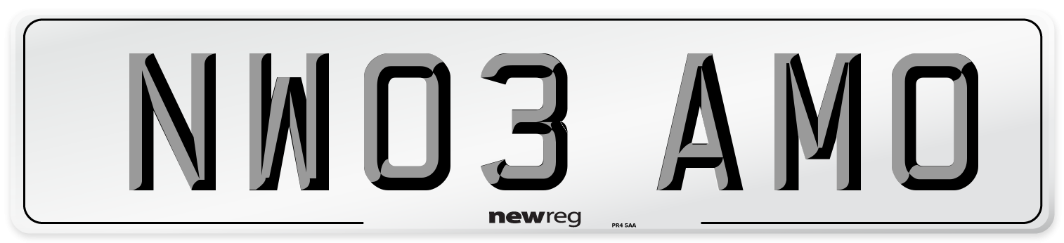NW03 AMO Number Plate from New Reg
